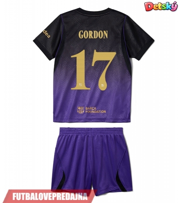 Lacne Dětský Futbalové dres Barcelona Anthony Gordon #17 2026-27 Krátky Rukáv - Preč (+ trenírky)